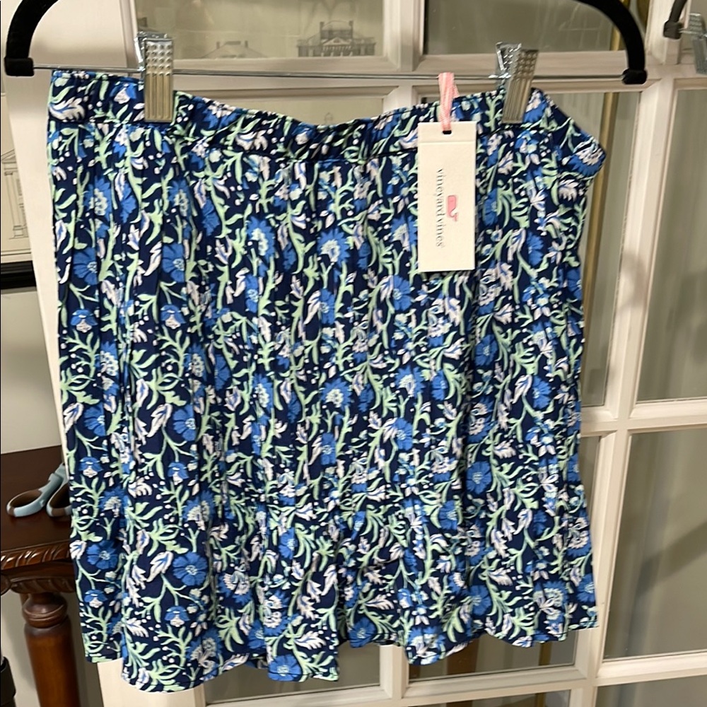 Vineyard Vines Blue Mini Pleated Skater Skirt for Resort Wear